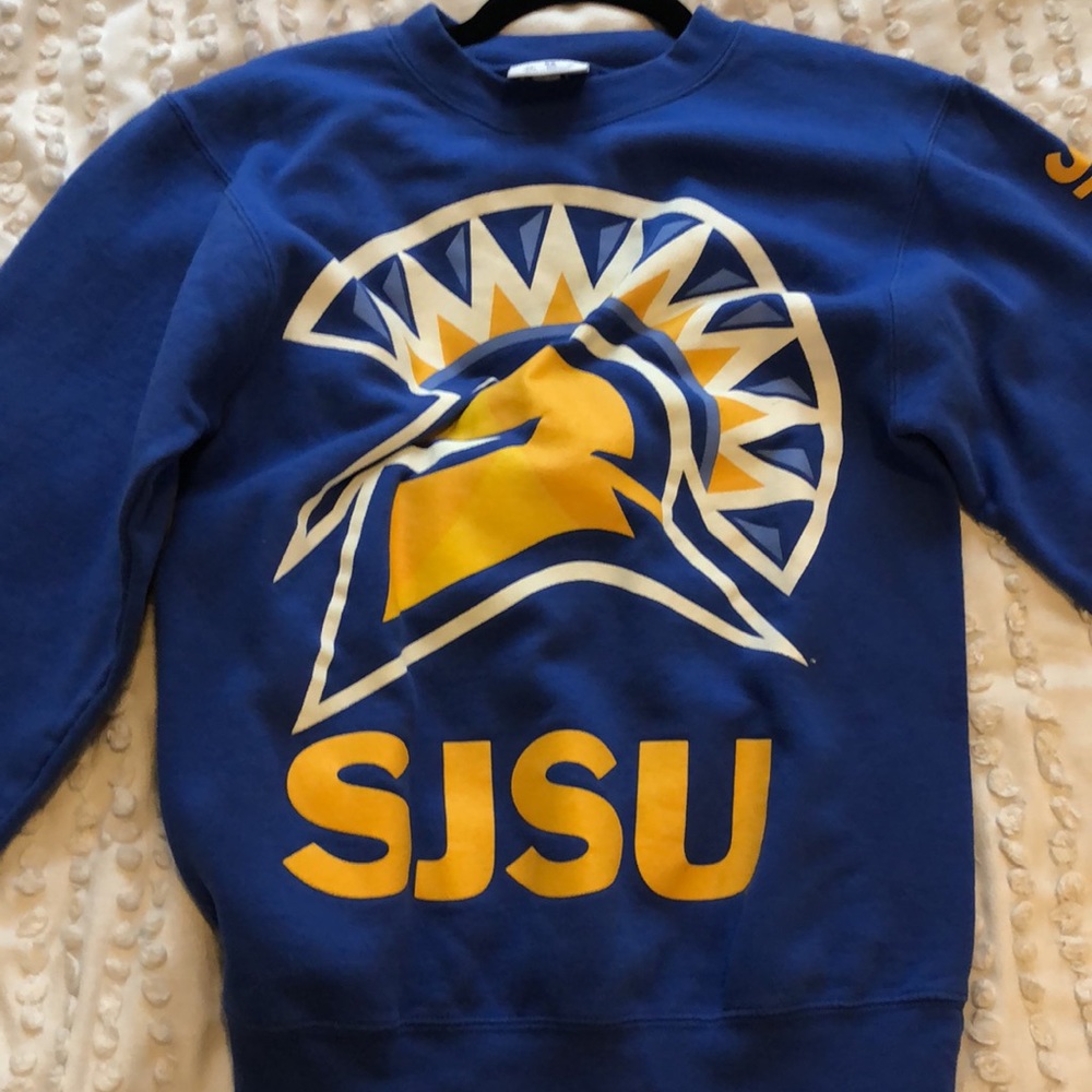 Blue and Yellow Champion San Jose State SJSU NCAA Crewneck Sweatshirt